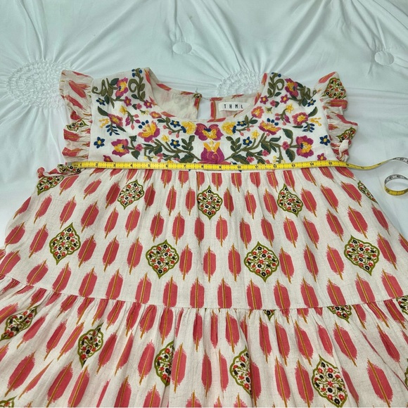 THML Charlene Colorful Floral Embroidered Cotton & Linen Dress Size Small - Picture 11 of 16